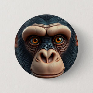Cute Crazy Funny Chimpanzee  6 Cm Round Badge