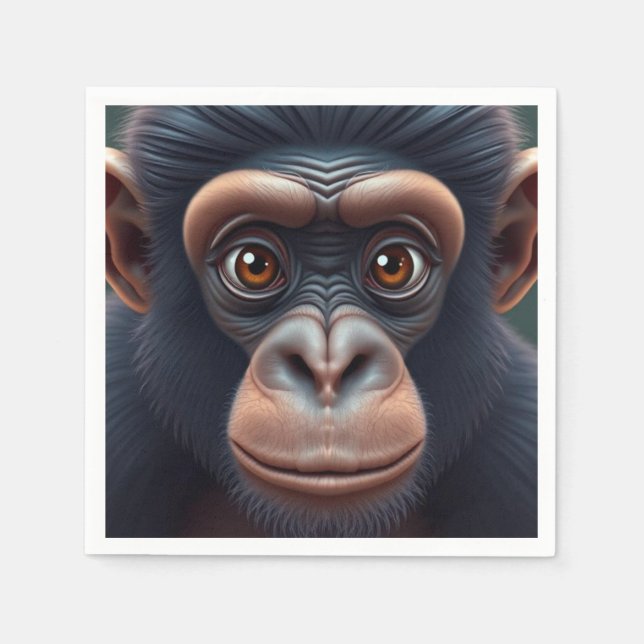 Cute Crazy Funny Chimpanzee Anime Portrait Napkin (Front)
