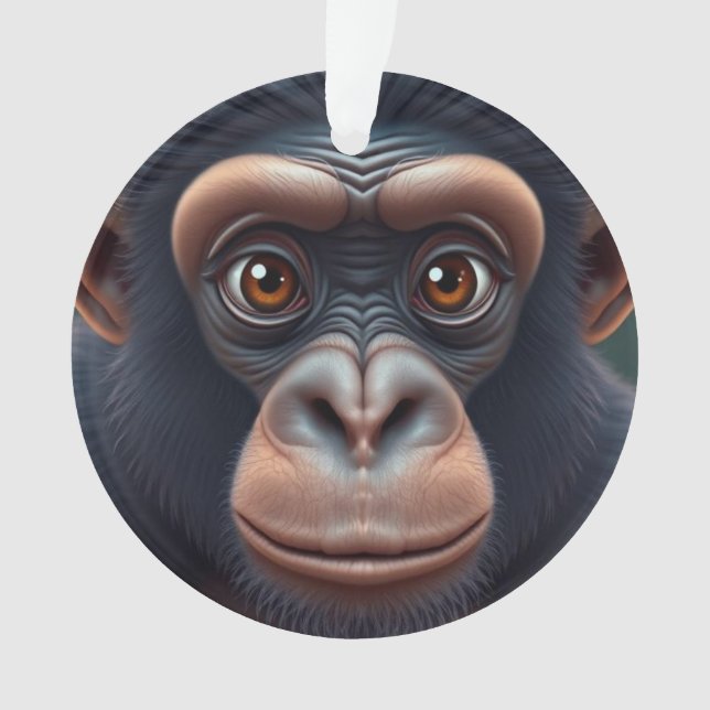 Cute Crazy Funny Chimpanzee Anime Portrait Ornament (Front)
