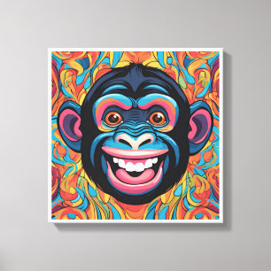 Cute Crazy Funny Chimpanzee  Canvas Print