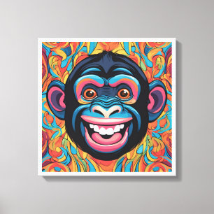 Cute Crazy Funny Chimpanzee  Canvas Print