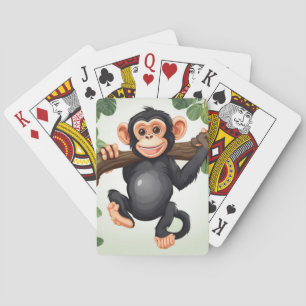 Cute Crazy Funny Chimpanzee Cartoon Playing Cards