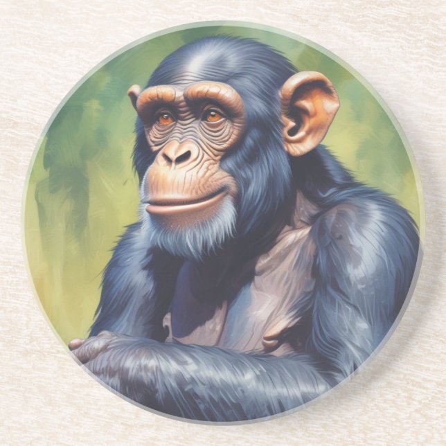 Cute Crazy Funny Chimpanzee  Coaster (Front)