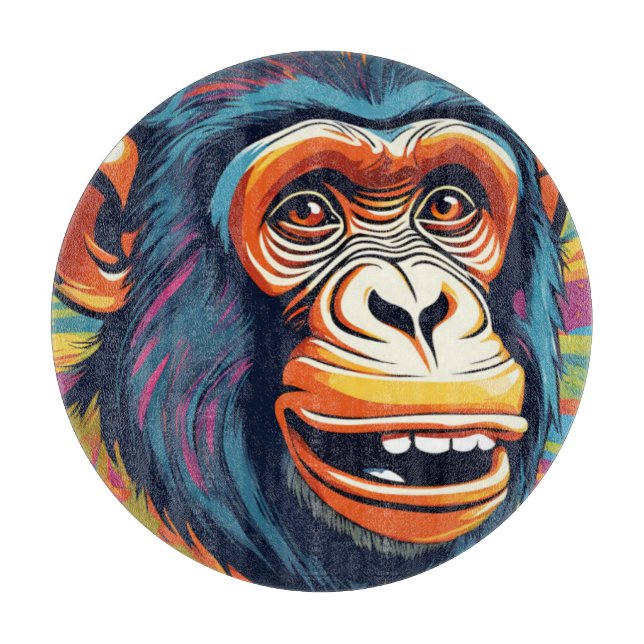 Cute Crazy Funny Chimpanzee  Cutting Board (Front)