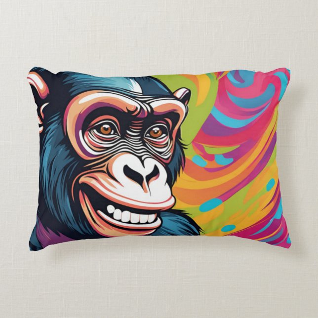 Cute Crazy Funny Chimpanzee  Decorative Cushion (Front)