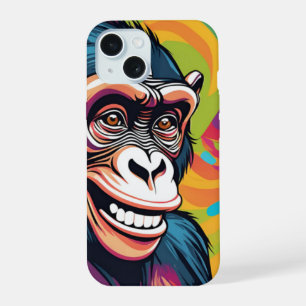 Cute Crazy Funny Chimpanzee iPhone 15 Case