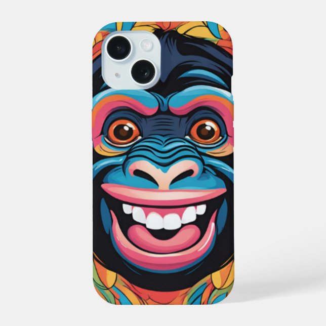 Cute Crazy Funny Chimpanzee  iPhone 15 Case (Back)