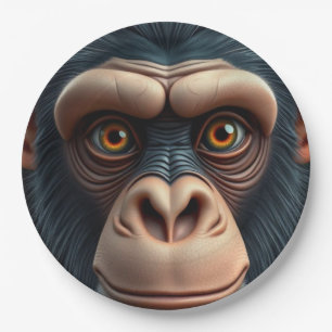 Cute Crazy Funny Chimpanzee  Paper Plate