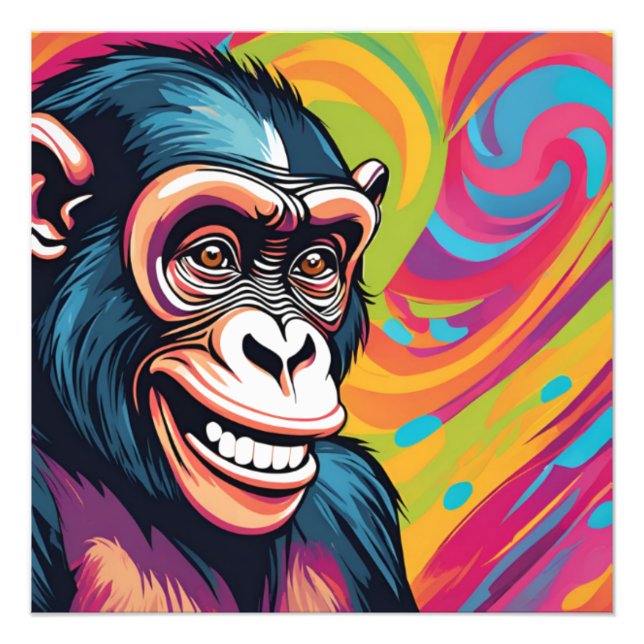 Cute Crazy Funny Chimpanzee  Photo Print (Front)
