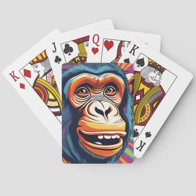 Cute Crazy Funny Chimpanzee  Playing Cards (Back)