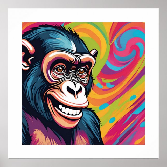Cute Crazy Funny Chimpanzee  Poster (Front)