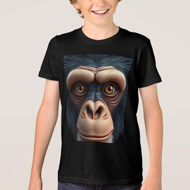 Cute Crazy Funny Chimpanzee  Tri-Blend Shirt (Front)