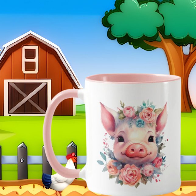 cute crazy pig lady add text mug (Creator Uploaded)