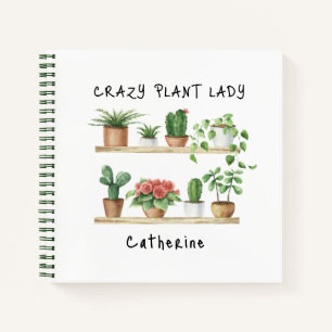 Cute Crazy Plant Lady Watercolor Plants Custom Notebook