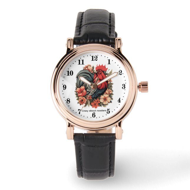Cute crazy rooster lovers customizable watch (Front)