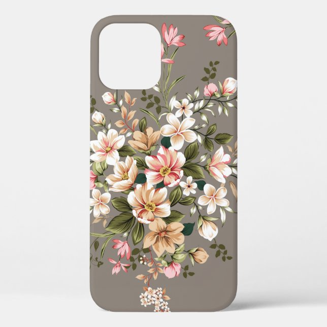 cute cream and pink flowers leaves bunches pattern Case-Mate iPhone case (Back)