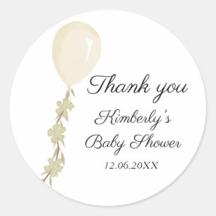 Cute Cream Balloon Baby Shower Classic Round Sticker