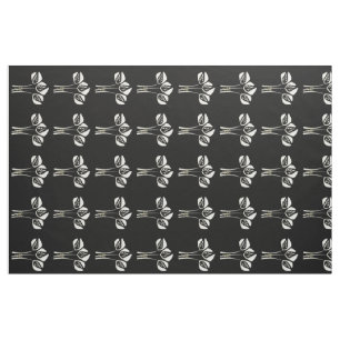 Cute Cream Black Art Deco Style Tulip Fabric