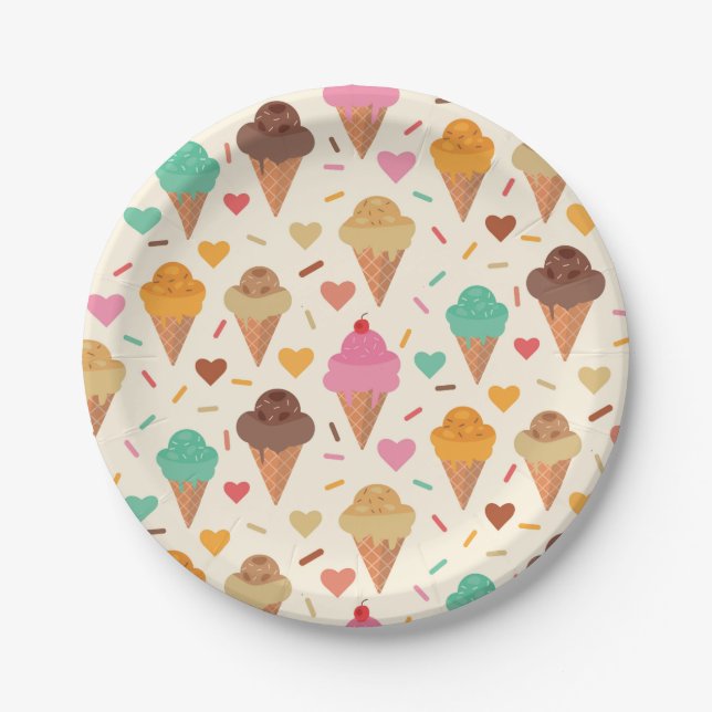 Cute  Cream Cone  pattern  Wrapping Paper Sheets Plate (Front)