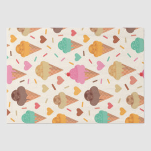 Cute Cream Cones With Hearts Tissue Paper