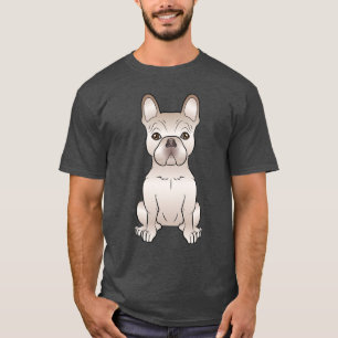 Cute Cream French Bulldog Dog Sitting Drawing T-Shirt
