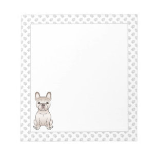 Cute Cream French Bulldog / Frenchie Dog & Paws Notepad