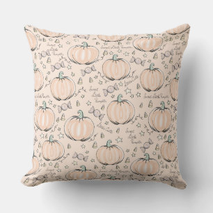 Cute Cream Little Pumpkin Autumn Throw Pillow
