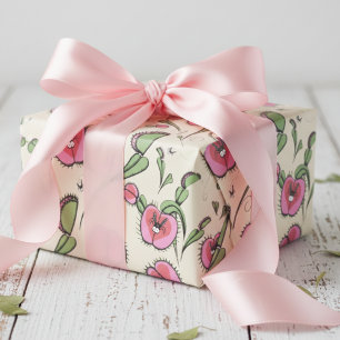 Cute Cream Venus Flytrap Stuck on Your Love Wrapping Paper