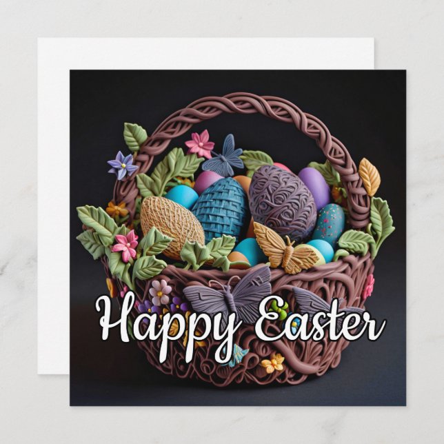 Cute Creative Happy Easter Basket Card (Front/Back)