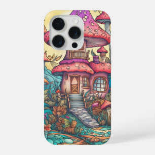 Cute Creative Mushroom Hut Illustration iPhone 15 Pro Case