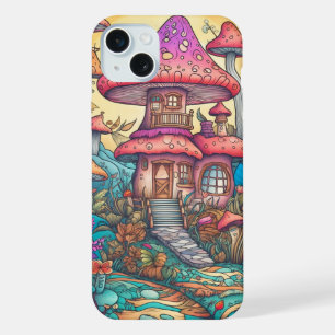 Cute Creative Mushroom Hut Illustration iPhone 15 Plus Case