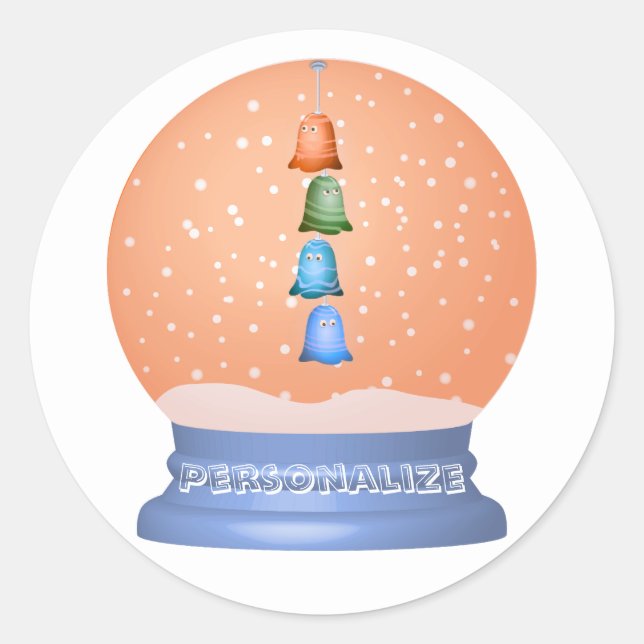 Cute creature children's snow globe whimsical  classic round sticker (Front)