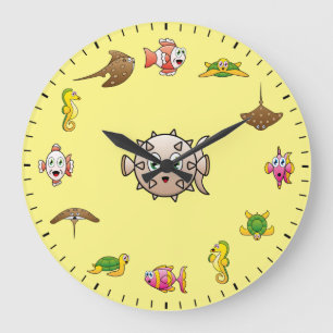 Cute Creatures of the Deep Sea Themed Large Clock