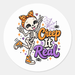 Cute Creep It Real Skeleton Halloween Sticker