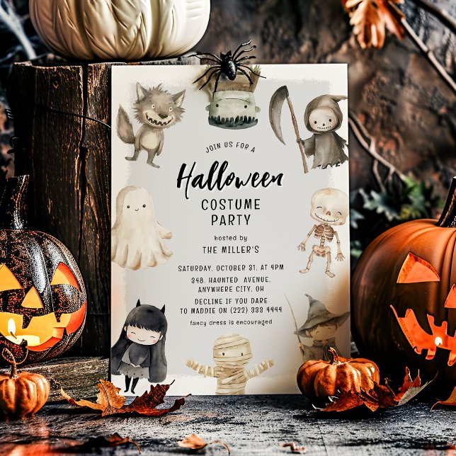 Cute Creeps Kids Halloween Costume Party Invitation (Creator Uploaded)