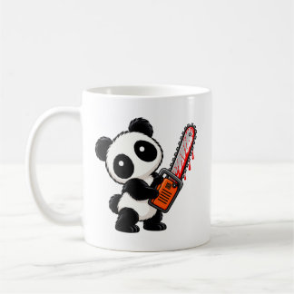 Cute Creepy Chainsaw Zombie Panda Coffee Mug