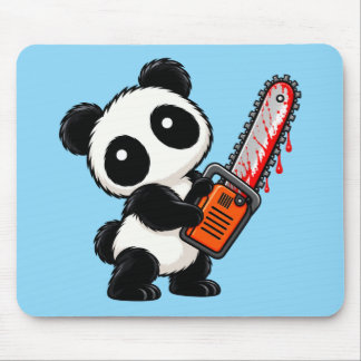 Cute Creepy Chainsaw Zombie Panda Mouse Pad