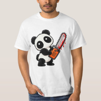 Cute Creepy Chainsaw Zombie Panda T-Shirt