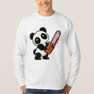 Cute Creepy Chainsaw Zombie Panda T-Shirt