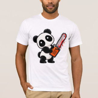 Cute Creepy Chainsaw Zombie Panda T-Shirt