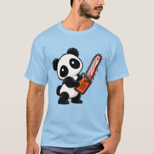Cute Creepy Chainsaw Zombie Panda T-Shirt