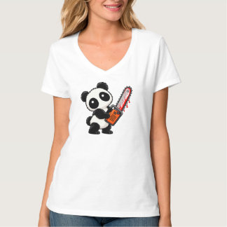 Cute Creepy Chainsaw Zombie Panda T-Shirt