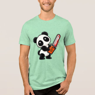 Cute Creepy Chainsaw Zombie Panda Tri-Blend Shirt
