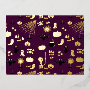 Cute Creepy Halloween Art Foil Holiday Postcard