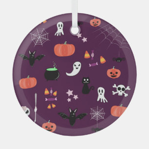 Cute Creepy Halloween Art Glass Tree Decoration
