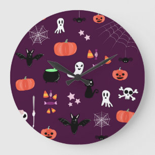 Cute Creepy Halloween Art Large Clock