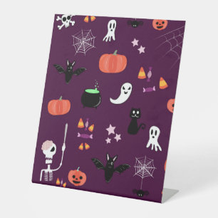 Cute Creepy Halloween Art Pedestal Sign