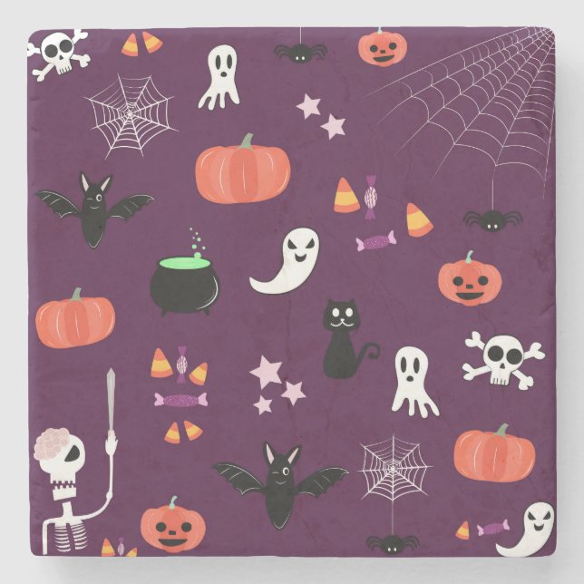Cute Creepy Halloween Art Stone Coaster (Front)