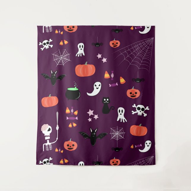 Cute Creepy Halloween Art Tapestry (Front)