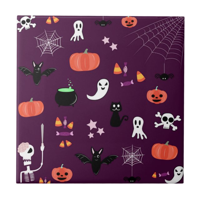 Cute Creepy Halloween Art Tile (Front)